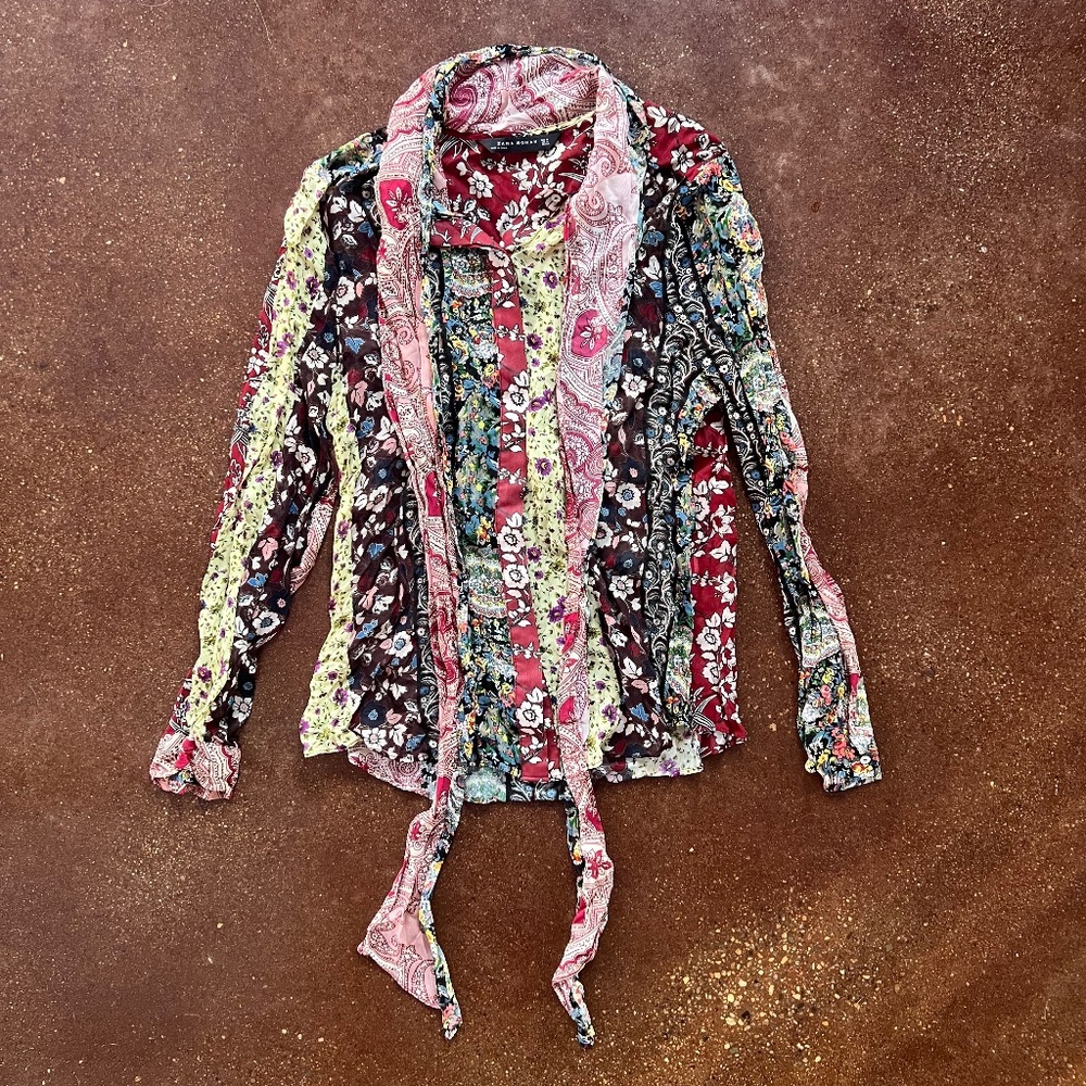 Flowy colorful boho-style Zara blouse